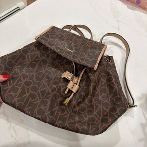 Calvin Klein Monogram Brown Backpack